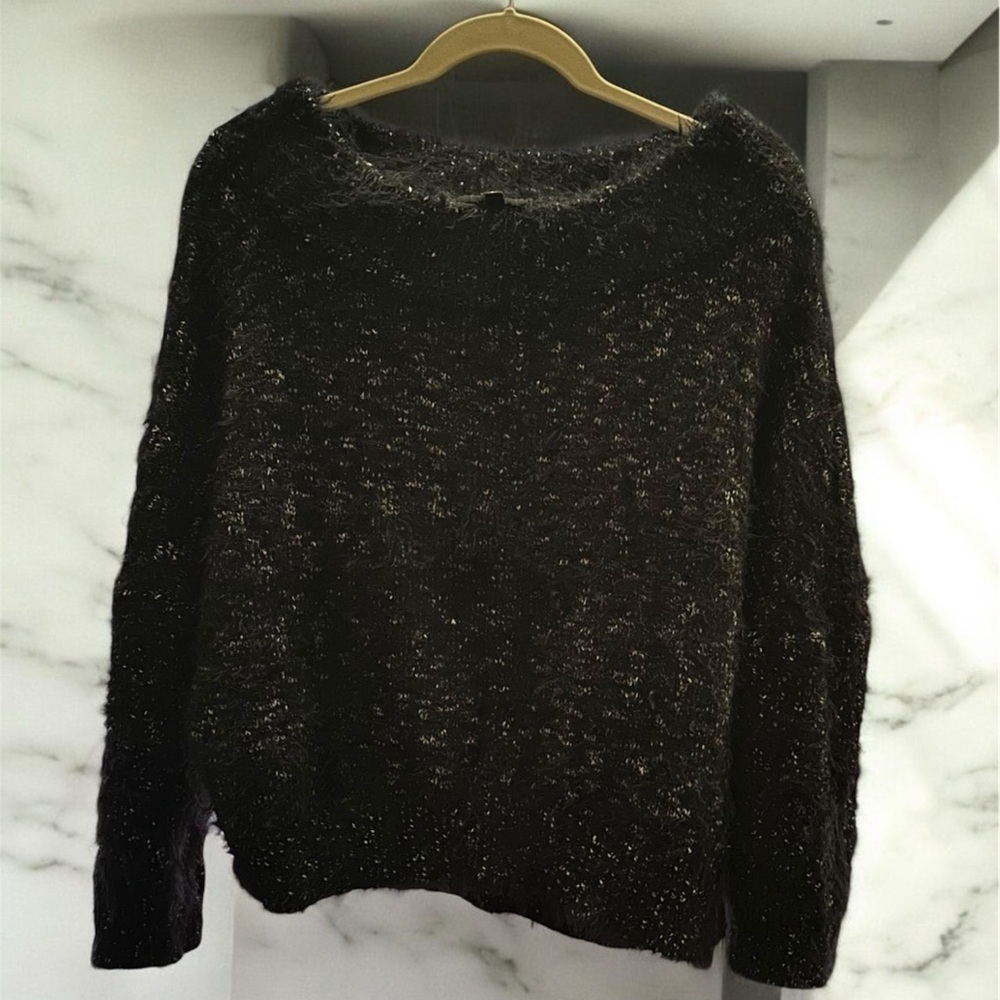 EXPRESS Eyelash Fringe Sweater Speckled Chunky Knit  Dolman Sleeves Size S‎